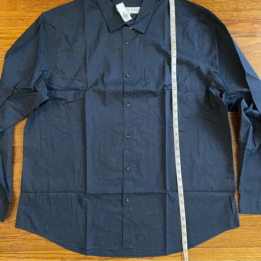 NWT Tall Thin Lightweight Navy Blue Button Down Shirt - Picture 3 of 7